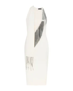 SILVER CHAIN FRINGE MIDI DRESS