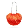 SMALL RAFFIA FRINGE TRIM BAG IN ORANGE