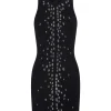 SPECKLED CRYSTAL EMBROIDERY JERSEY MINI DRESS