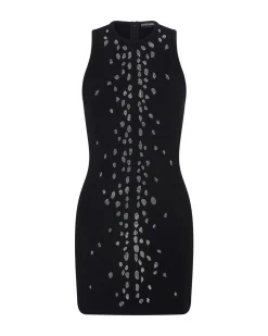 SPECKLED CRYSTAL EMBROIDERY JERSEY MINI DRESS