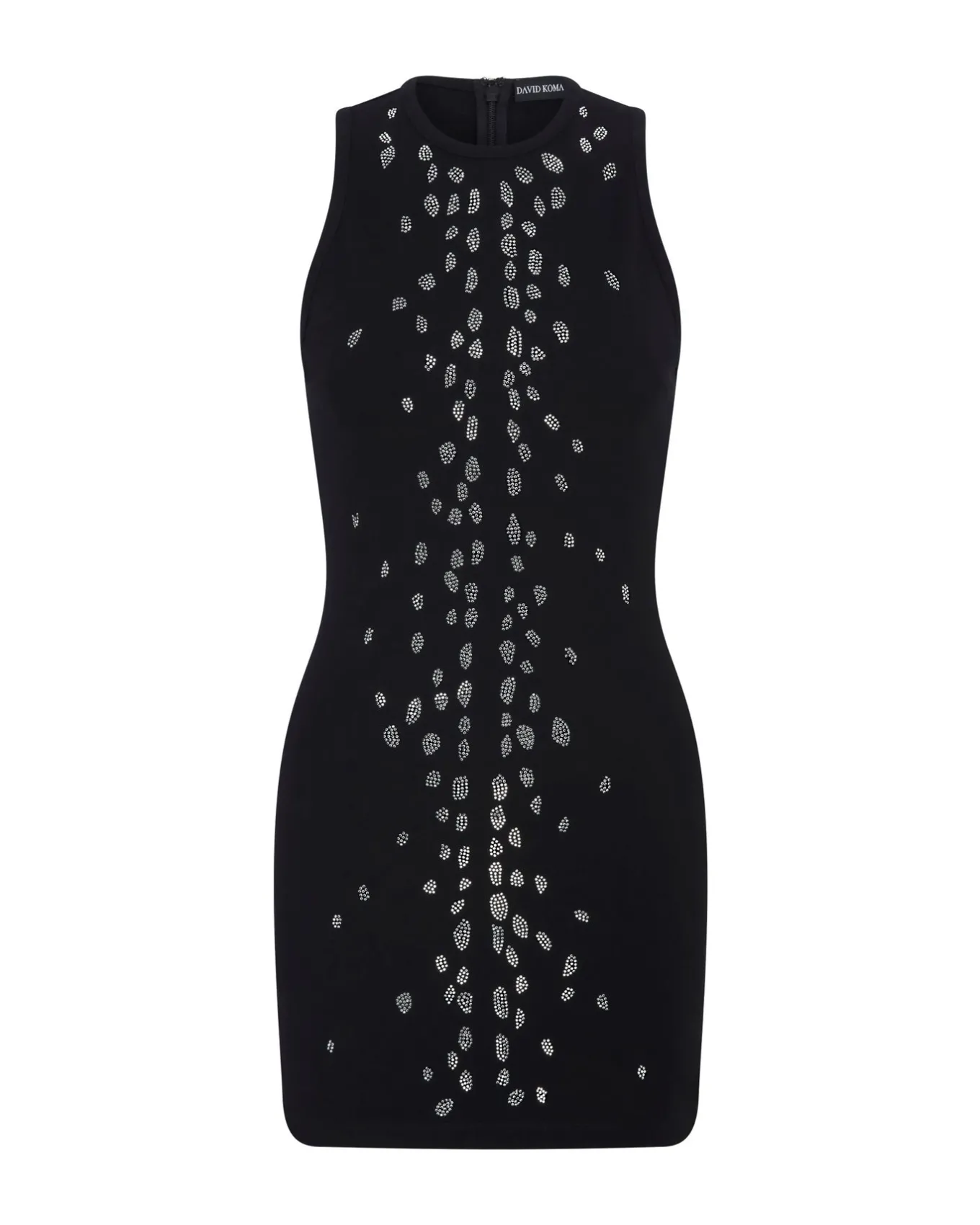 SPECKLED CRYSTAL EMBROIDERY JERSEY MINI DRESS