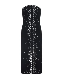 SPECKLED CRYSTAL EMBROIDERY MIDI DRESS
