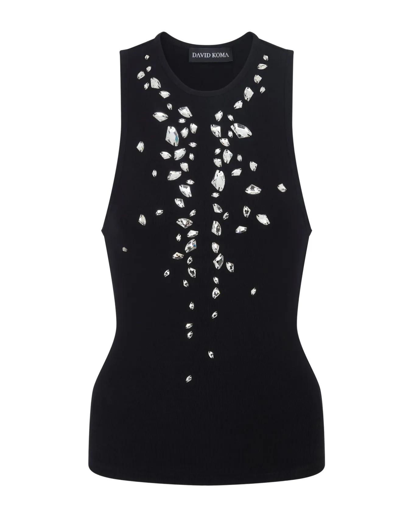 SPECKLED CRYSTAL EMBROIDERY JERSEY TOP