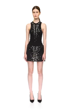 SPECKLED CRYSTAL EMBROIDERY JERSEY TOP