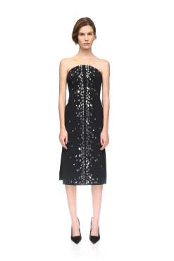 SPECKLED CRYSTAL EMBROIDERY MIDI DRESS