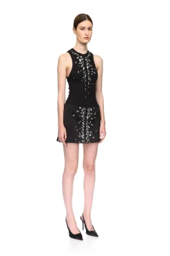 SPECKLED CRYSTAL EMBROIDERY MINI SKIRT