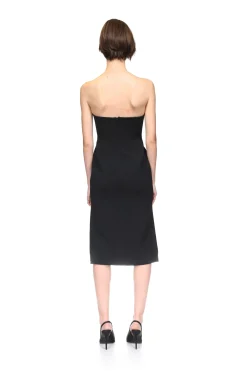 SPECKLED CRYSTAL EMBROIDERY MIDI DRESS