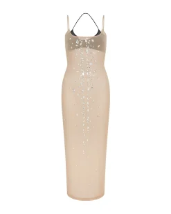 SPECKLED CRYSTALS NAKED MIDI DRESS