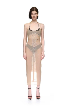 SPECKLED CRYSTALS NAKED MIDI DRESS