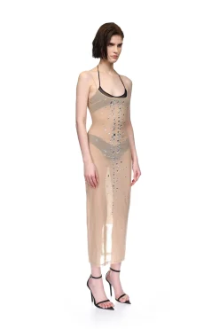 SPECKLED CRYSTALS NAKED MIDI DRESS