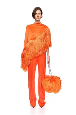 STRAIGHT LEG TAILORED TROUSERS IN ORANGE