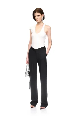 STRAIGHT LEG TAILORED TROUSERS IN BLACK