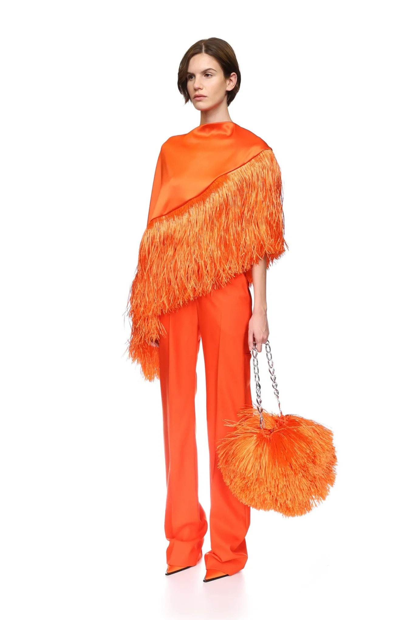 STRAIGHT LEG TAILORED TROUSERS IN ORANGE