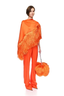 STRAIGHT LEG TAILORED TROUSERS IN ORANGE