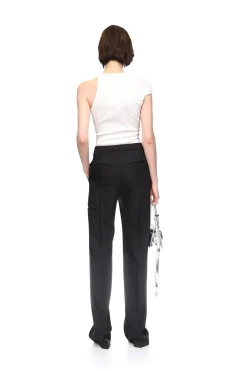 STRAIGHT LEG TAILORED TROUSERS IN BLACK