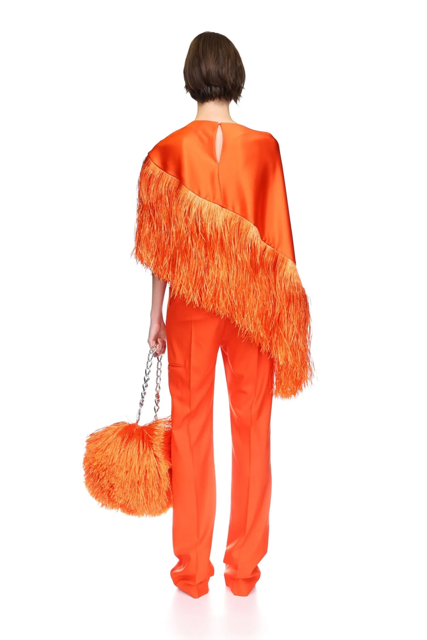STRAIGHT LEG TAILORED TROUSERS IN ORANGE
