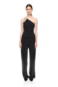 TAPERED TAILORED TROUSERS IN BLACK