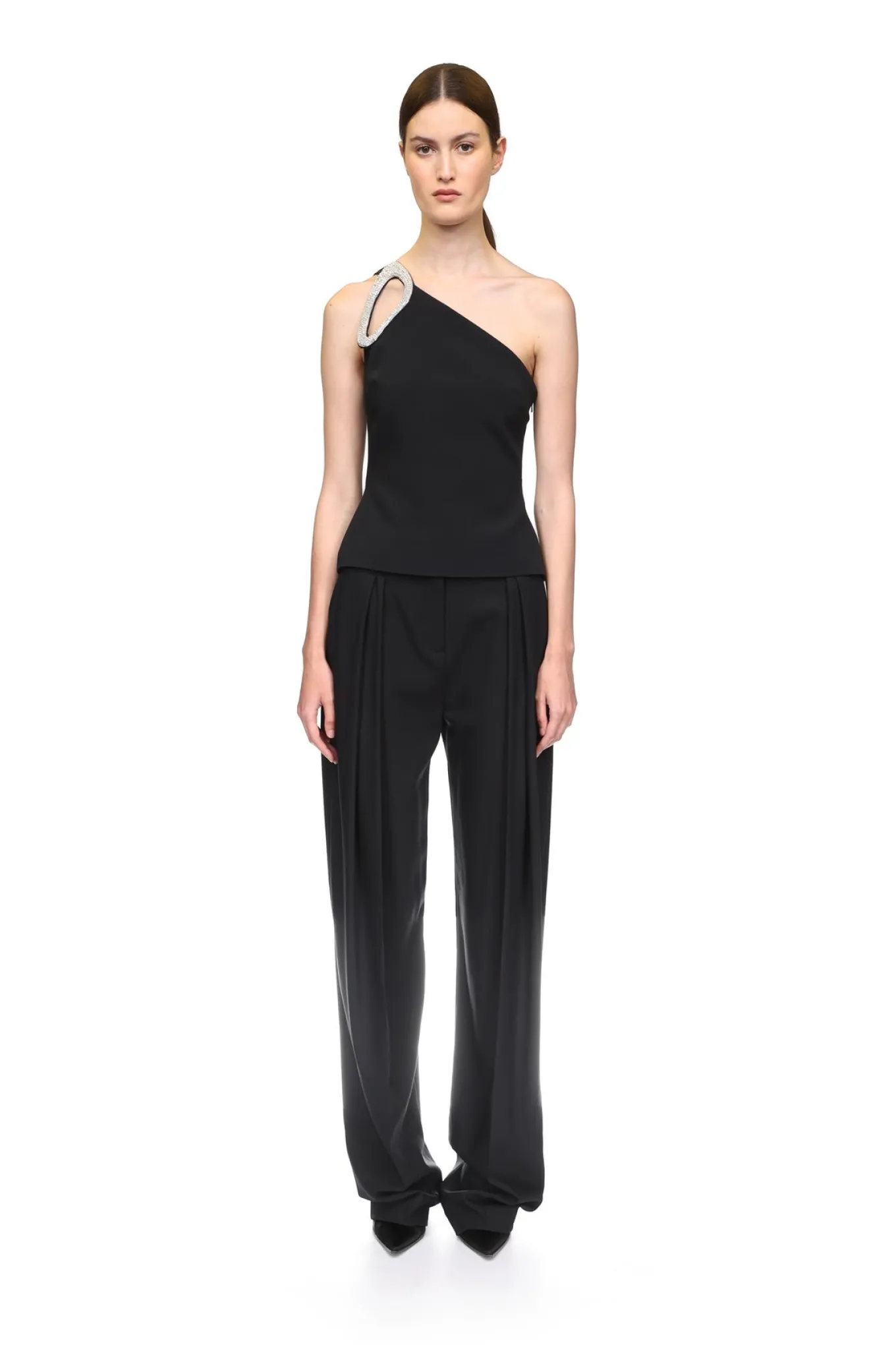 TAPERED TAILORED TROUSERS IN BLACK