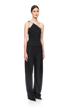 TAPERED TAILORED TROUSERS IN BLACK