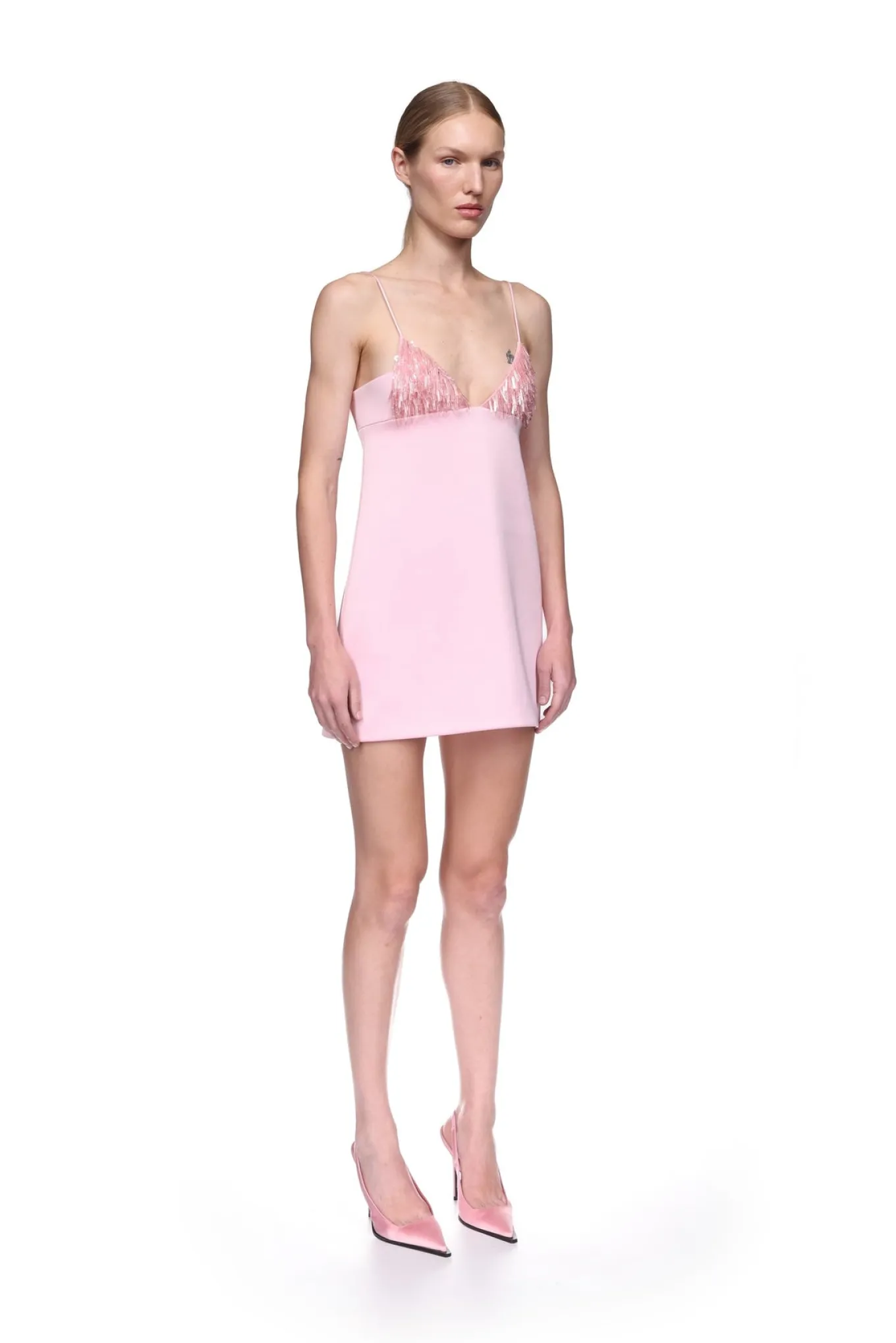 TRIANGLE BRA EMBROIDERY MINI DRESS