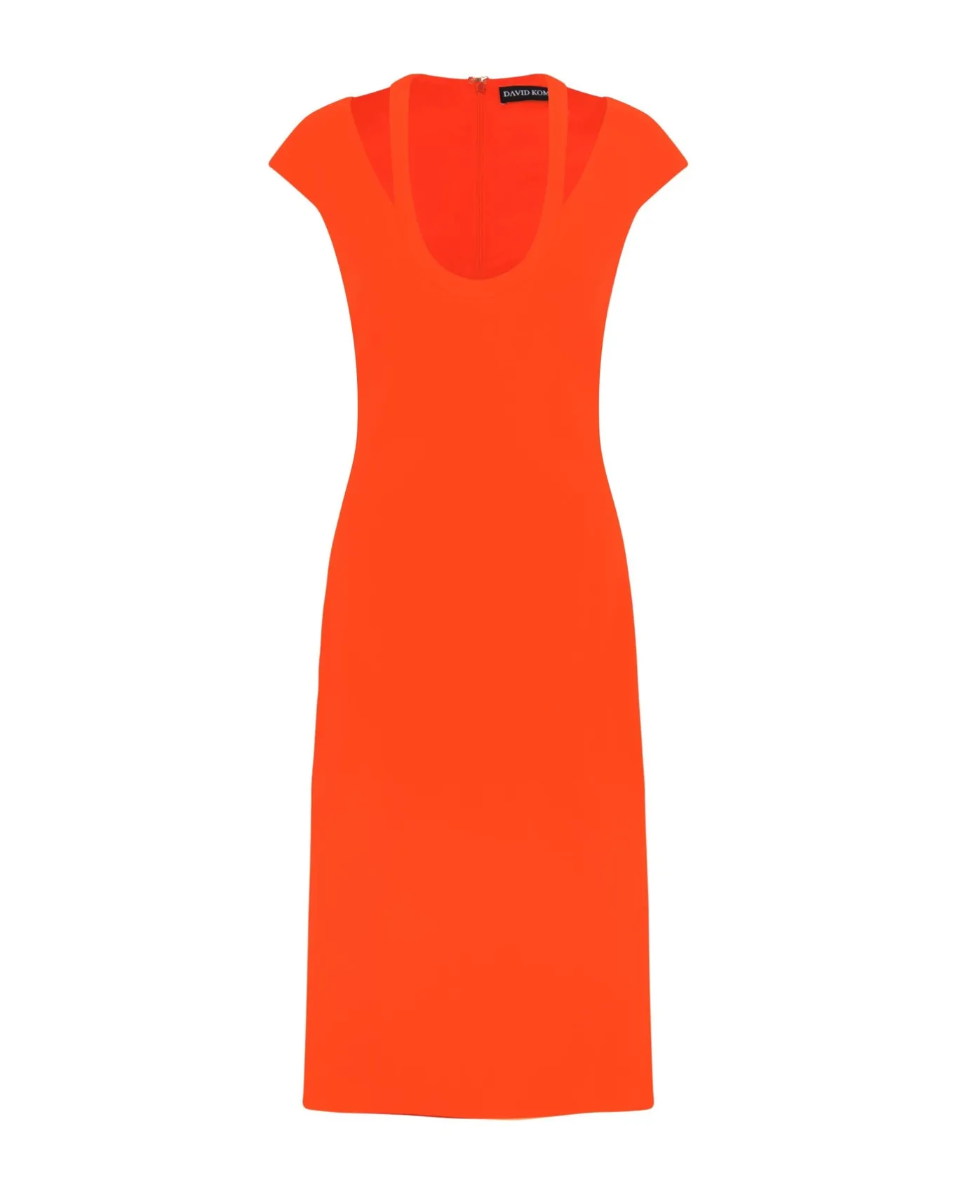 U SHAPE NECKLINE MIDI DRESS IN ORANGE