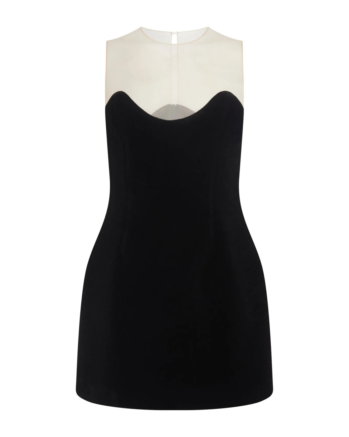 WAVE NECKLINE AND TULLE MINI DRESS