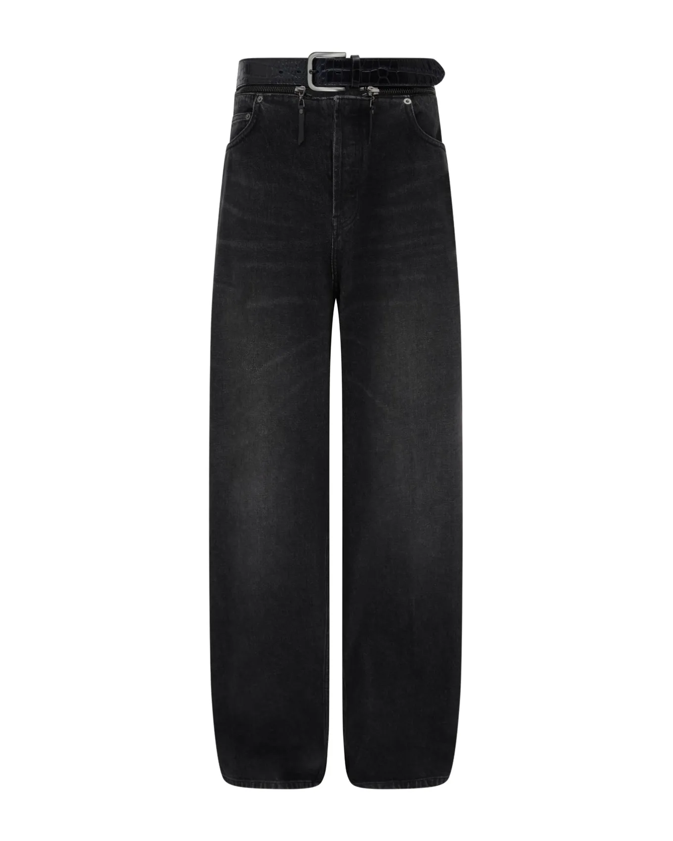 WIDE LEG BELT JEANS