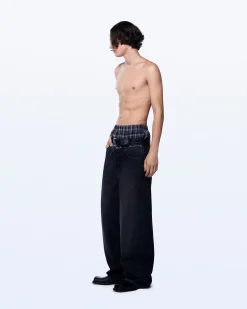 WIDE LEG BELT JEANS