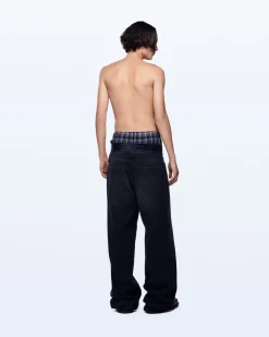 WIDE LEG BELT JEANS