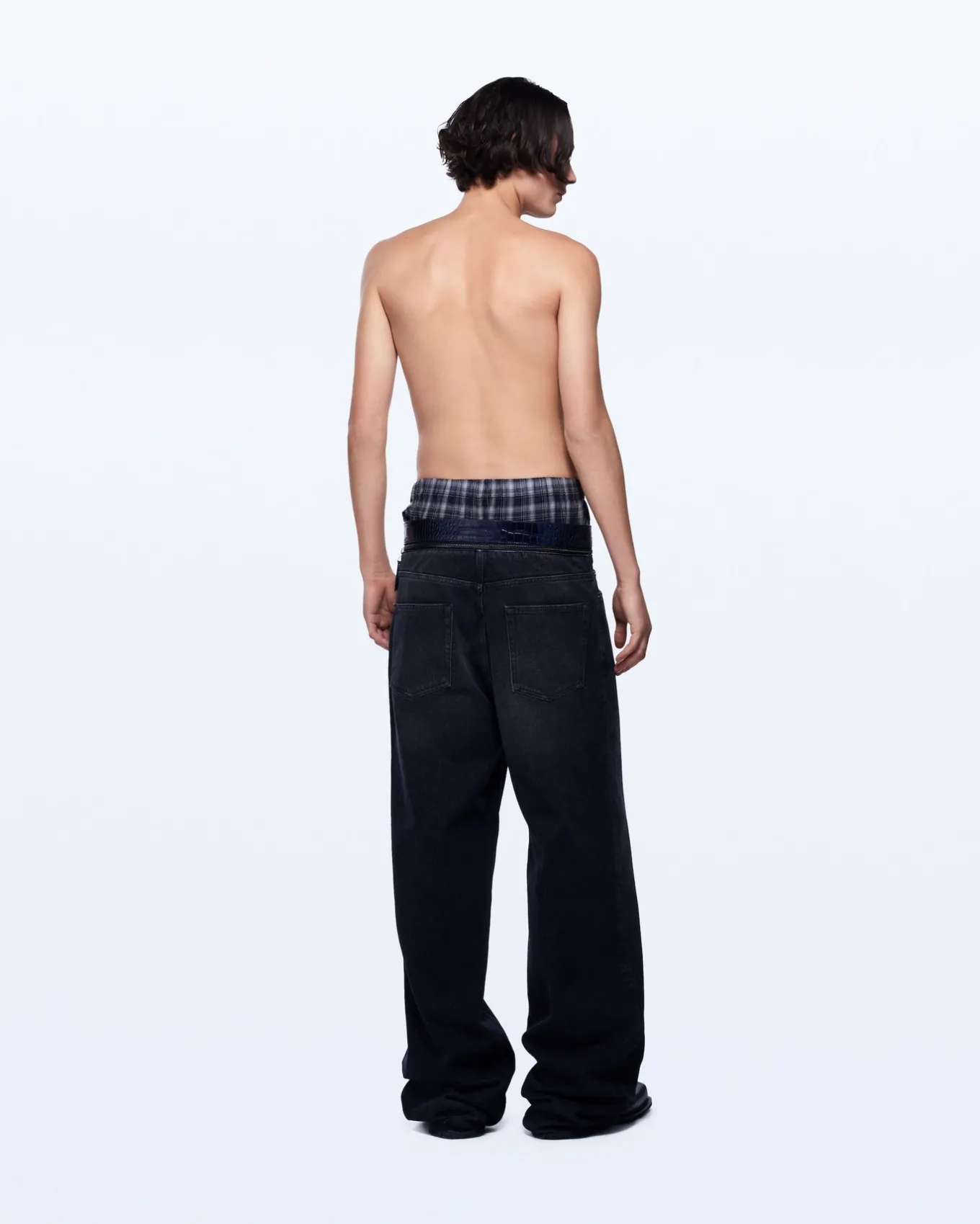 WIDE LEG BELT JEANS