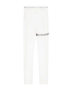 WIDE LEG BOUCLE TROUSERS WITH GARTER