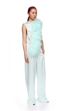 WIDE LEG SATIN TROUSERS IN MINT