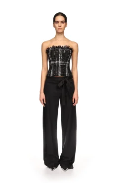 WIDE LEG TROUSERS WITH SATIN BOW DETAIL
