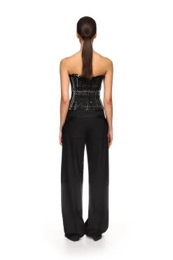 WIDE LEG TROUSERS WITH SATIN BOW DETAIL