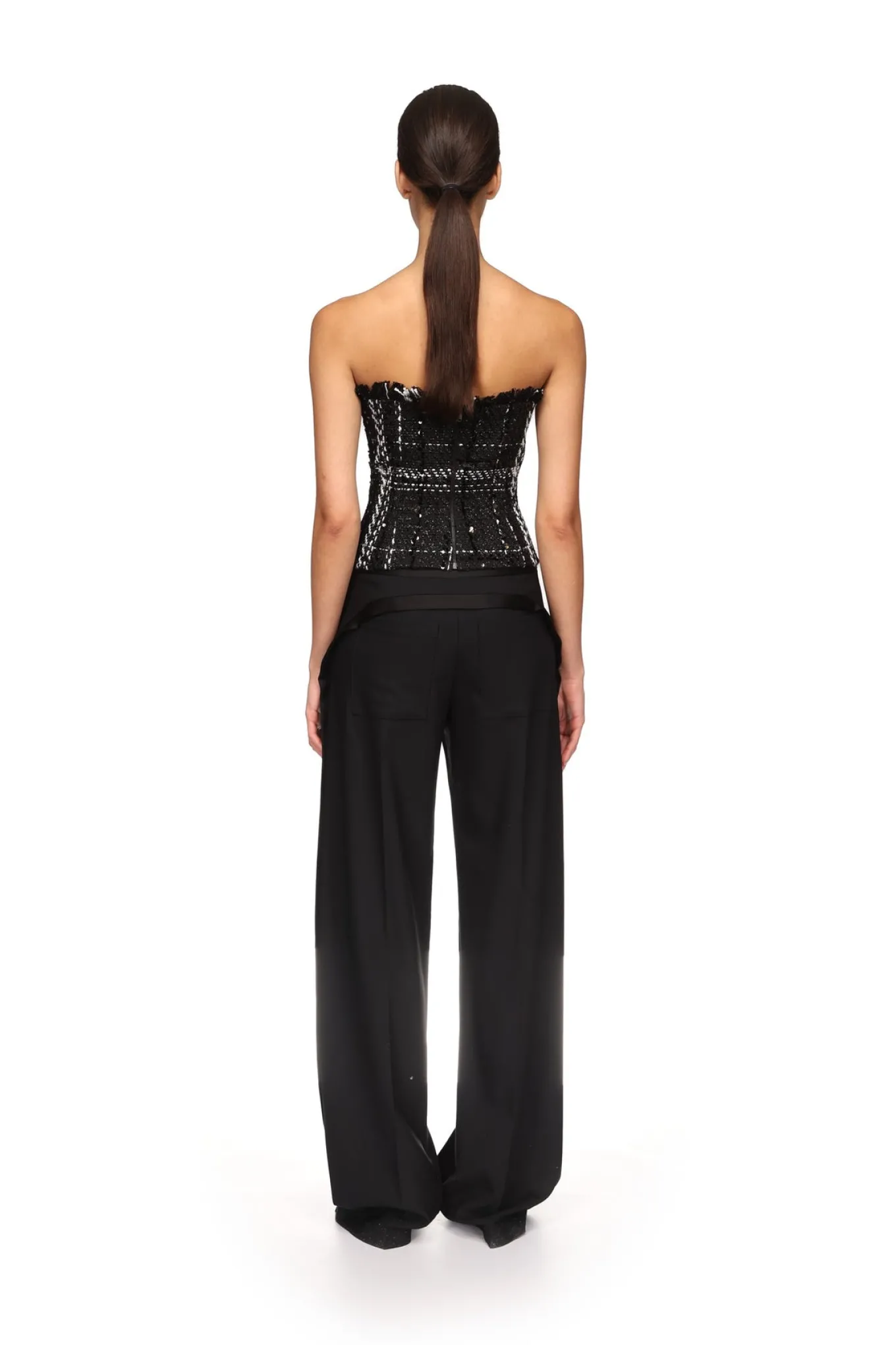 WIDE LEG TROUSERS WITH SATIN BOW DETAIL