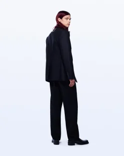WIDE LEG TUXEDO WOOL TROUSERS