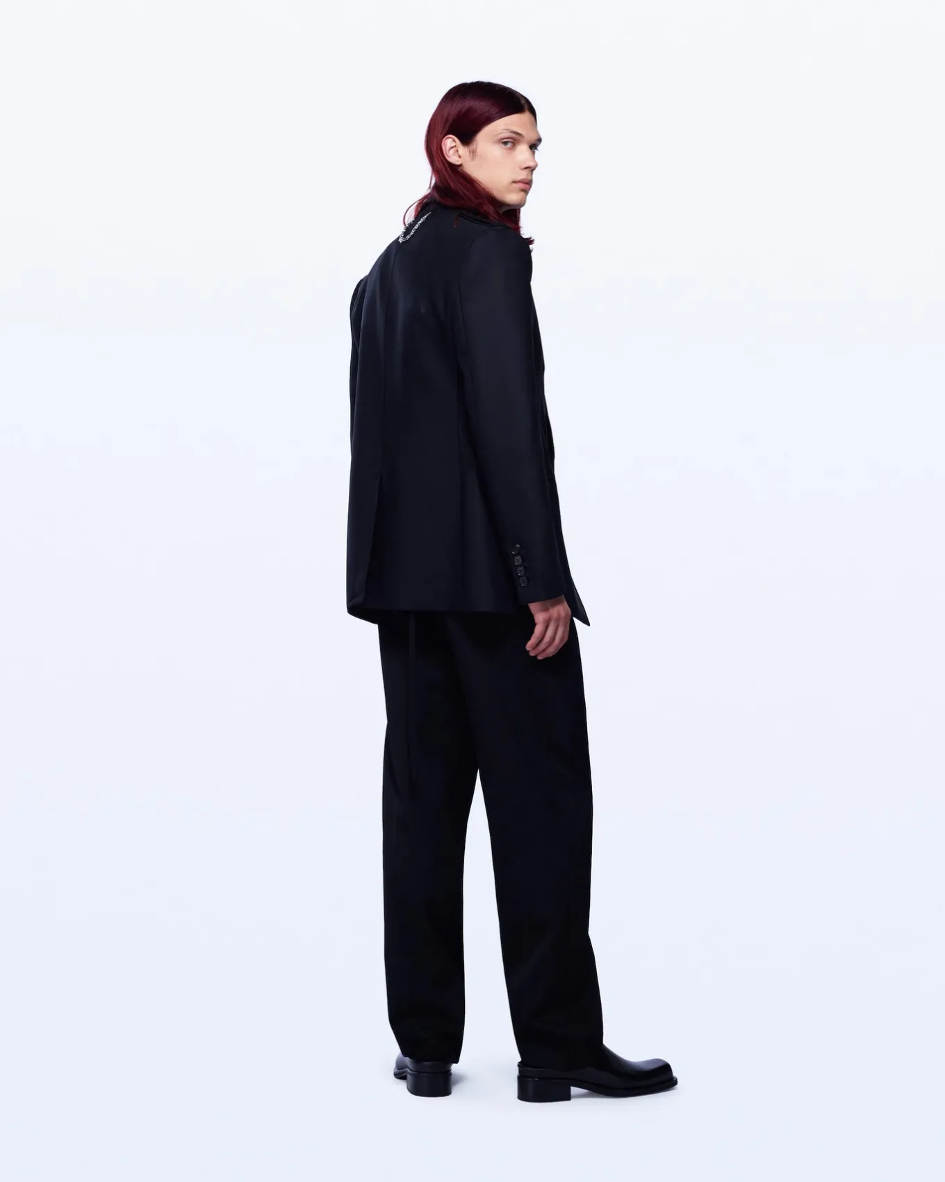WIDE LEG TUXEDO WOOL TROUSERS