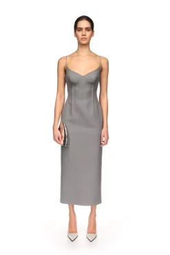 WINGED CUP DETAIL MIDI DRESS