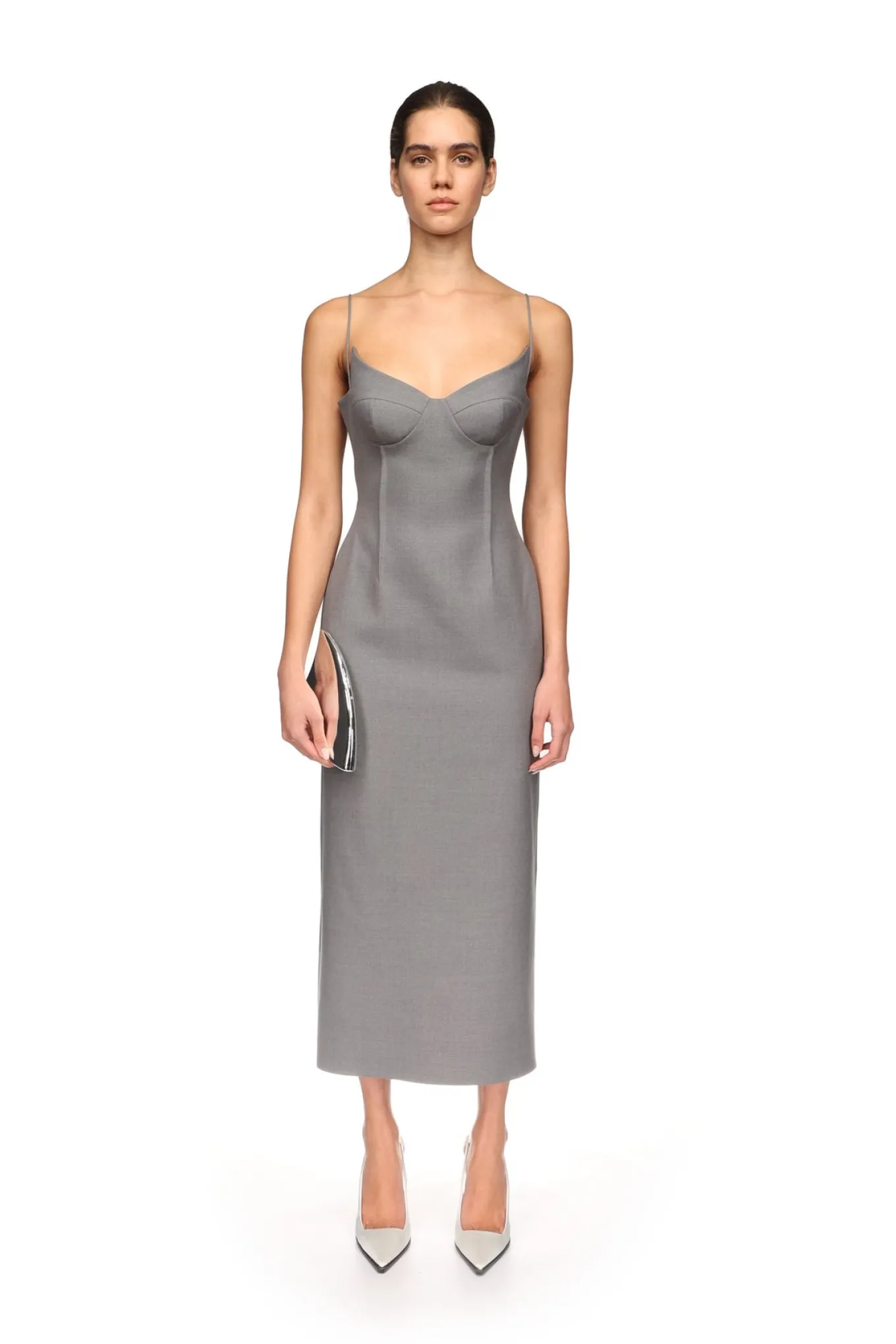 WINGED CUP DETAIL MIDI DRESS