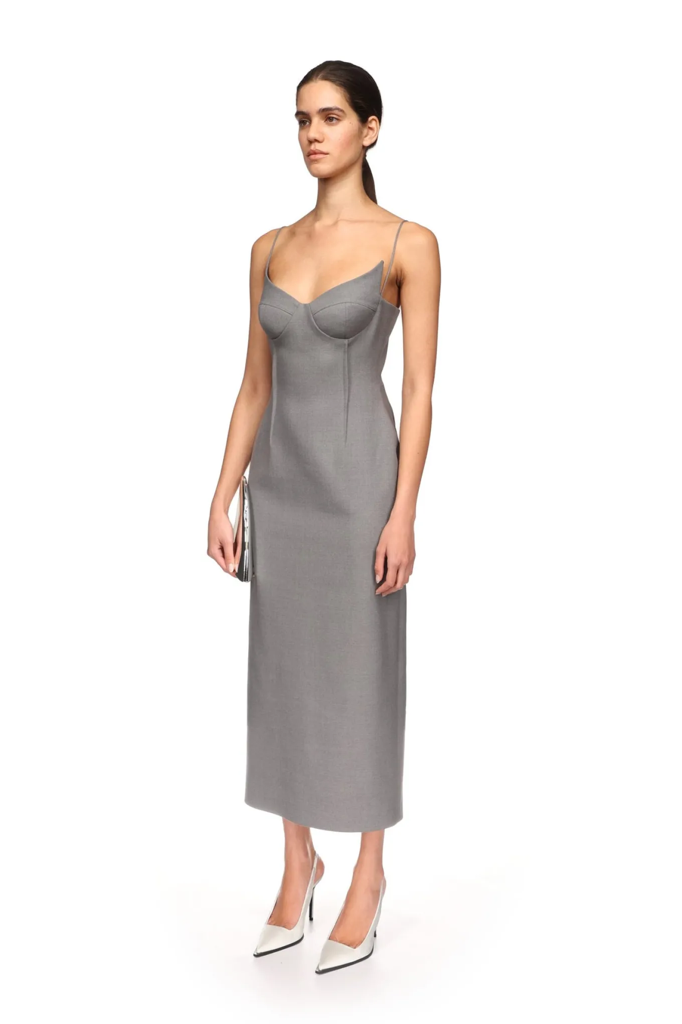 WINGED CUP DETAIL MIDI DRESS