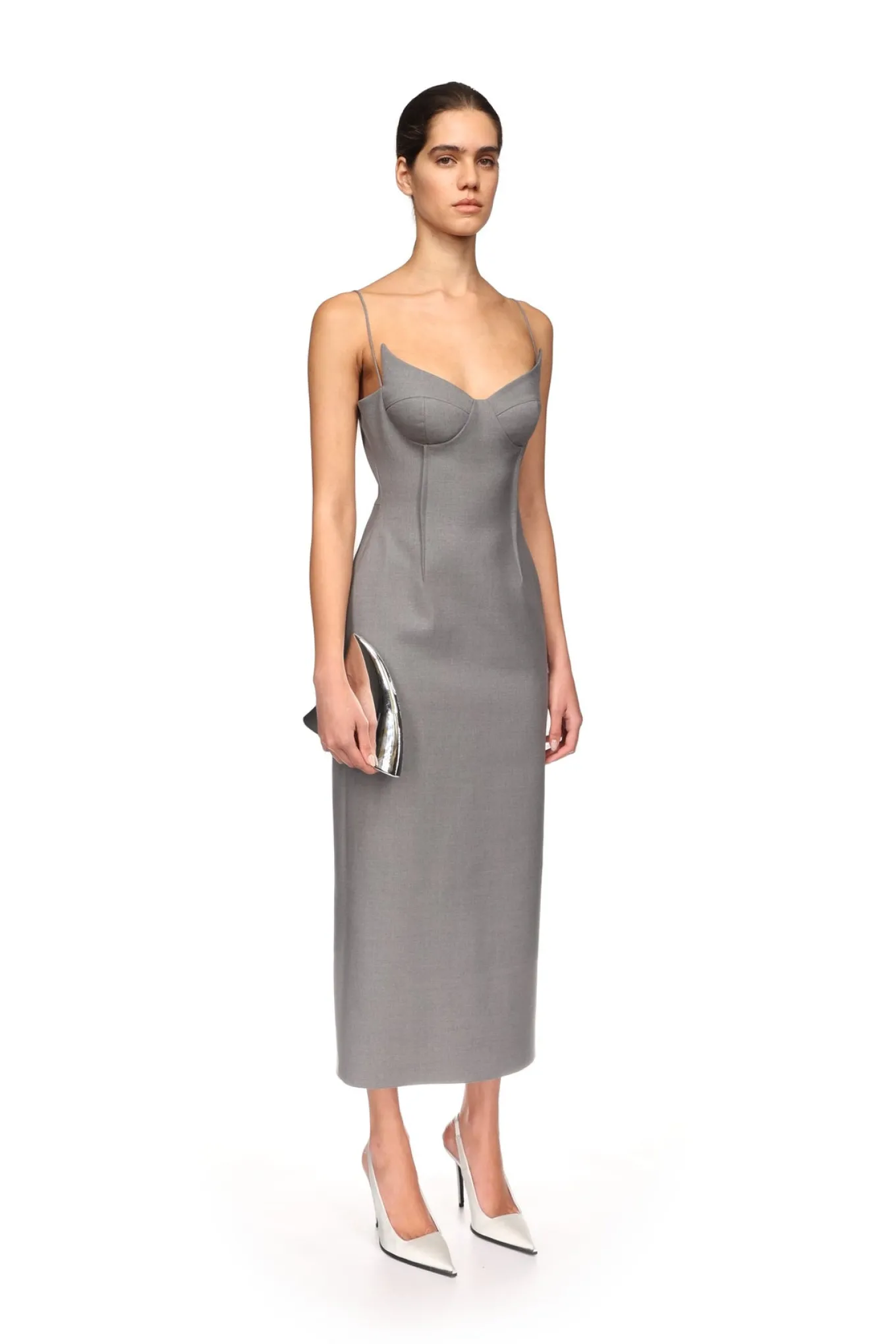WINGED CUP DETAIL MIDI DRESS