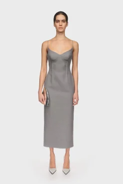 WINGED CUP DETAIL MIDI DRESS
