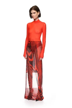 ZEBRA PRINT MESH MAXI SKIRT