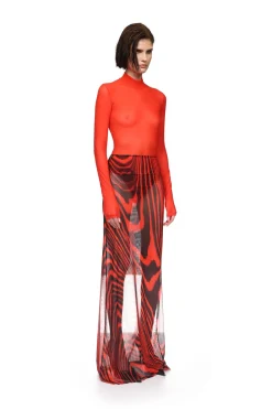 ZEBRA PRINT MESH MAXI SKIRT