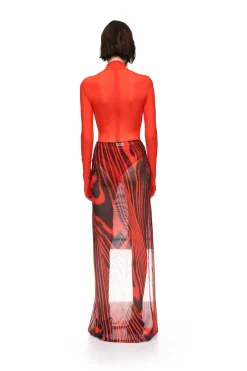 ZEBRA PRINT MESH MAXI SKIRT