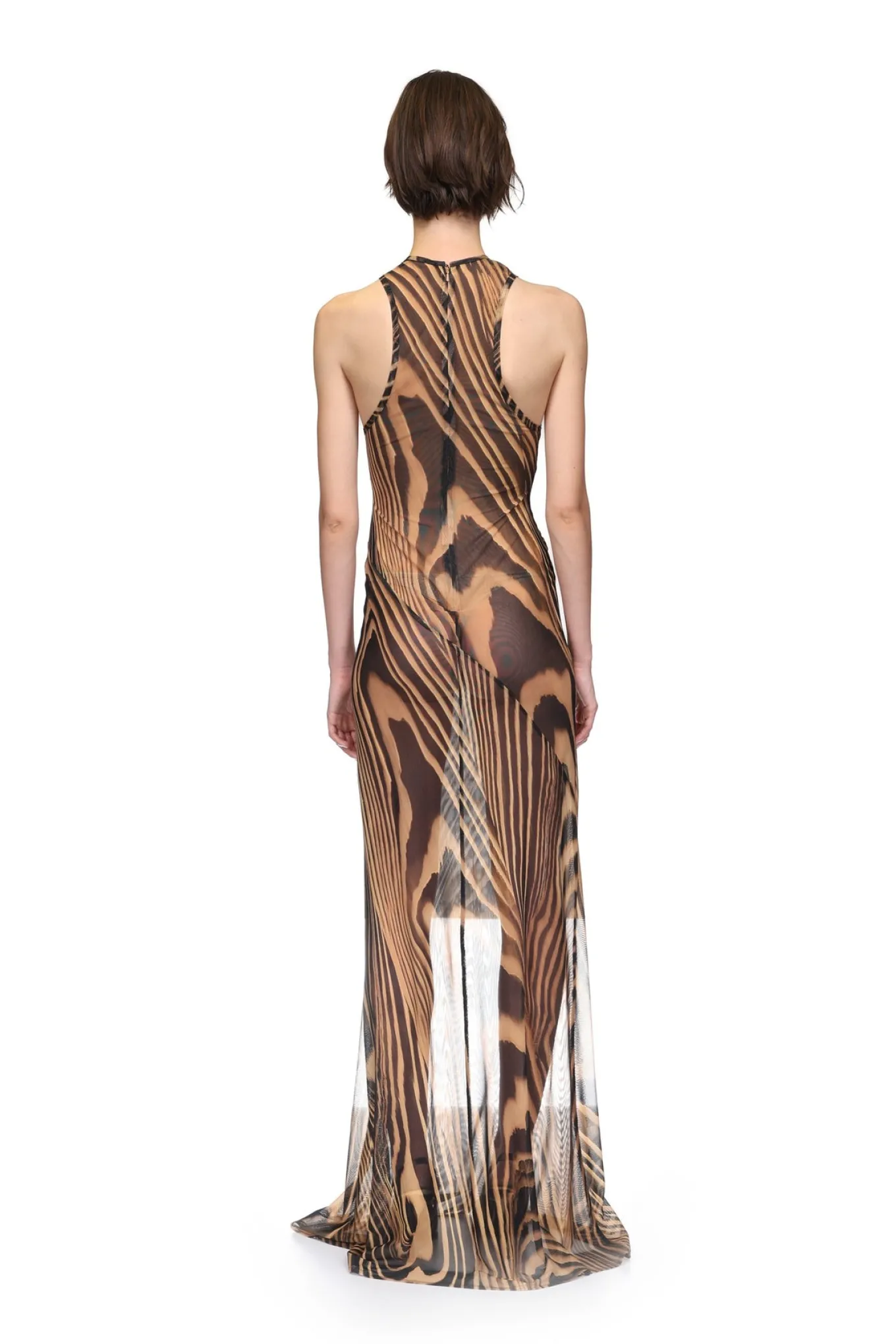 ZEBRA PRINTED MAXI MESH DRESS